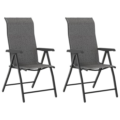 Tuinstoelen 2 st inklapbaar poly rattan grijs