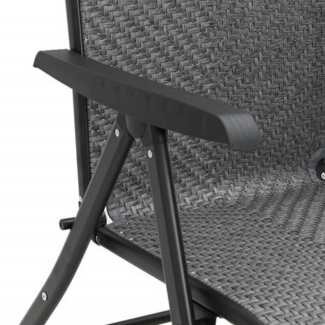 Tuinstoelen 2 st inklapbaar poly rattan grijs