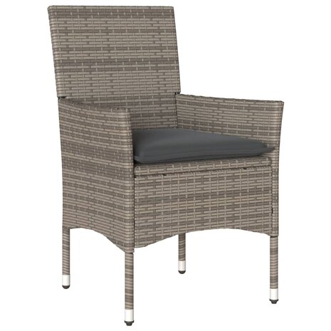 Tuinstoelen 2 st met kussens poly rattan grijs