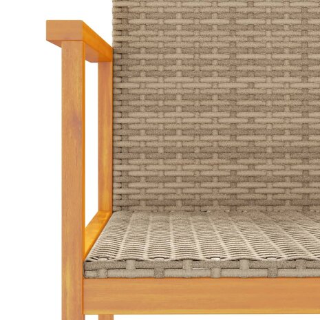 Tuinstoelen 2 st poly rattan en massief hout beige