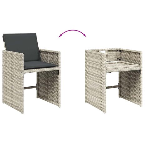 Tuinstoelen 4 st met kussens poly rattan lichtgrijs