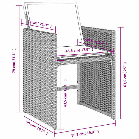 Tuinstoelen 4 st met kussens poly rattan lichtgrijs