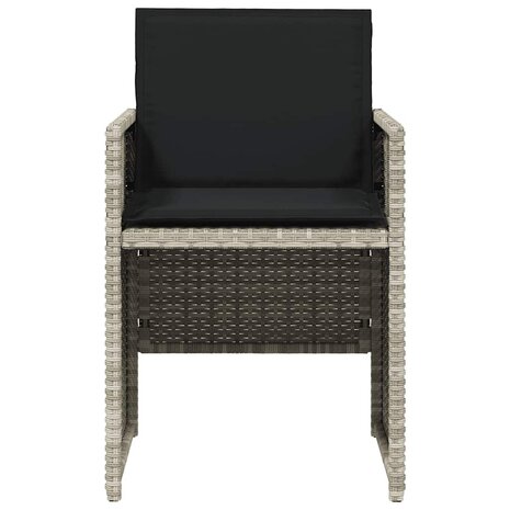 Tuinstoelen 4 st met kussens poly rattan lichtgrijs