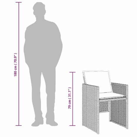 Tuinstoelen 4 st met kussens poly rattan lichtgrijs