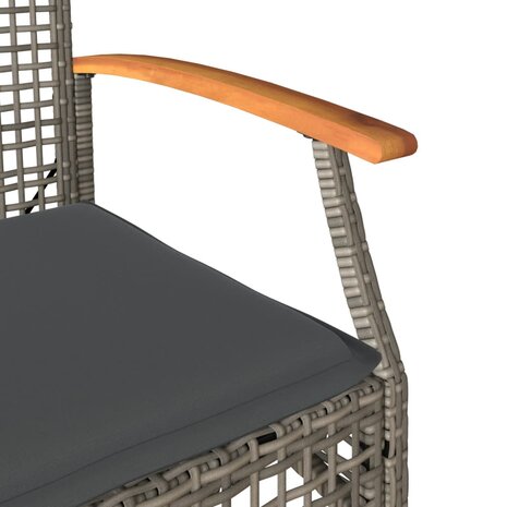 Tuinstoelen 4 st met kussens poly rattan en acaciahout grijs