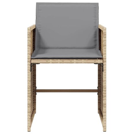 Tuinstoelen 4 st met kussens poly rattan gemengd beige