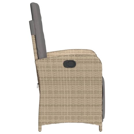 Tuinstoelen 2 st verstelbaar voetensteun poly rattan beige mix