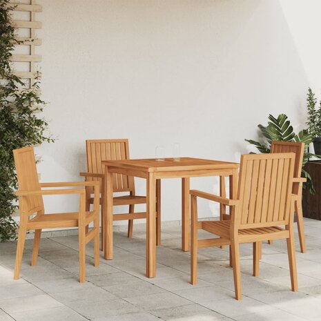 Tuinstoelen stapelbaar 4 st 56,5x57,5x91 cm massief teakhout