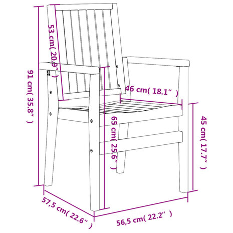 Tuinstoelen stapelbaar 4 st 56,5x57,5x91 cm massief teakhout