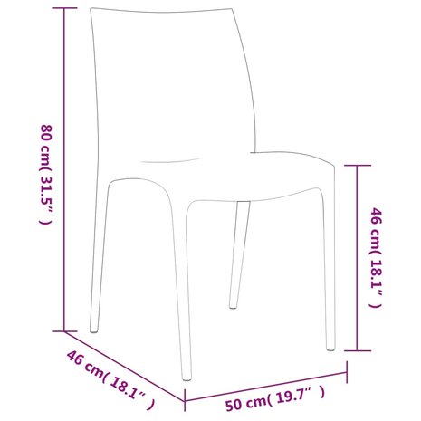 Tuinstoelen 2 st 50x46x80 cm polypropeen wit