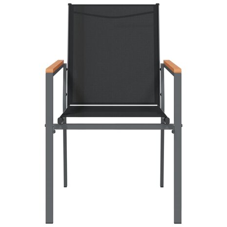 Tuinstoelen 6 st 55x61,5x90 cm textileen en staal zwart