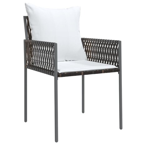Tuinstoelen 6 st met kussens 54x61x83 cm poly rattan bruin