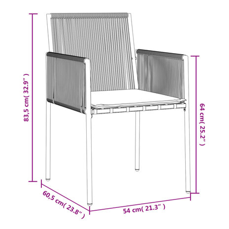 Tuinstoelen 2 st met kussens 54x60,5x83,5 cm poly rattan zwart