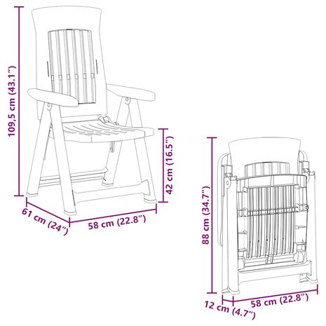 Tuinstoelen 2 st verstelbaar PP groen