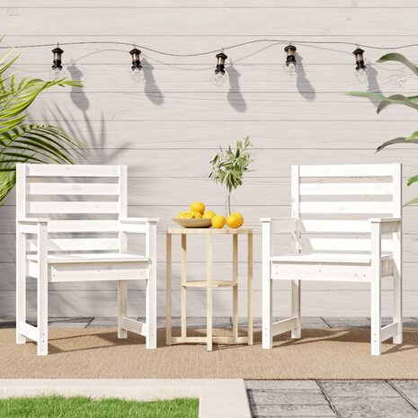 Tuinstoelen 2 st 60x48x91 cm massief grenenhout wit