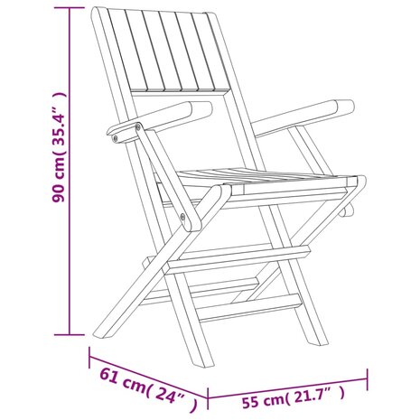 Tuinstoelen inklapbaar 6 st 55x61x90 cm massief teakhout