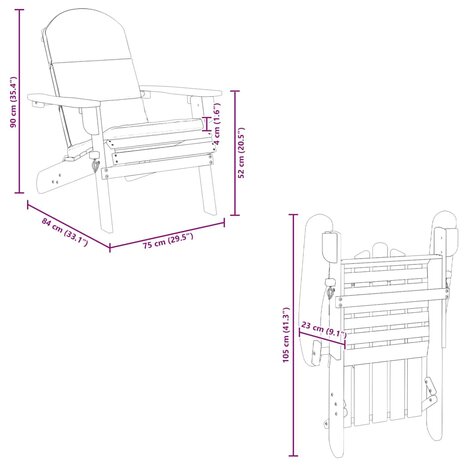 Tuinstoel Adirondack met kussens massief acaciahout