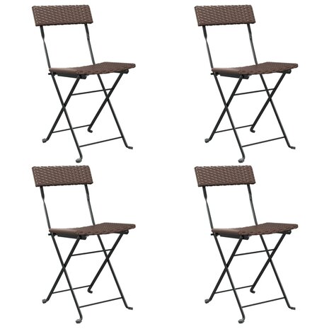 Bistrostoelen 4 st inklapbaar poly rattan en staal bruin