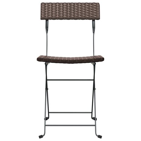Bistrostoelen 4 st inklapbaar poly rattan en staal bruin