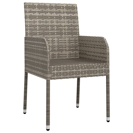 Tuinstoelen 2 st met kussens poly rattan grijs