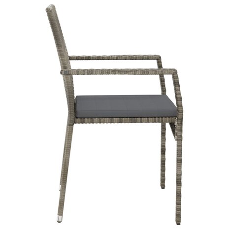 Tuinstoelen 4 st met kussens poly rattan grijs