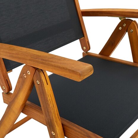 Tuinstoelen inklapbaar 4 st massief acaciahout en textileen