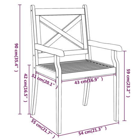 Tuinstoelen 3 st massief acaciahout