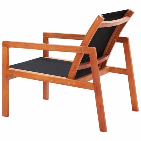 Loungestoel massief eucalyptushout en textileen zwart