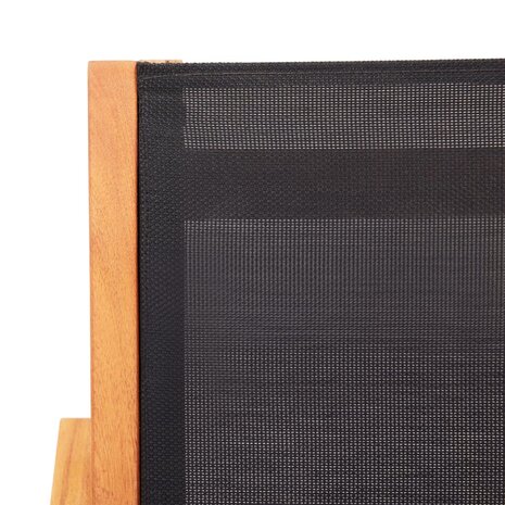 Loungestoel massief eucalyptushout en textileen zwart