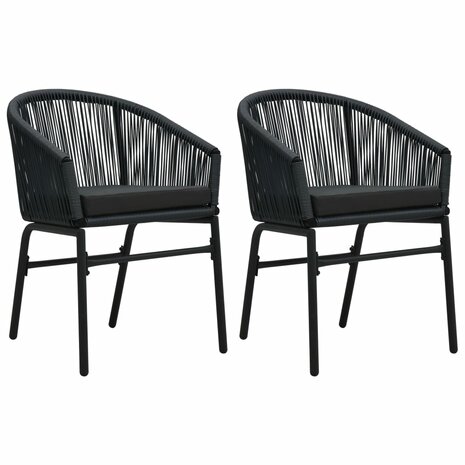 Tuinstoelen 2 st PE-rattan zwart
