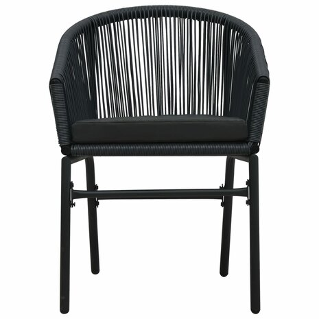 Tuinstoelen 2 st PE-rattan zwart