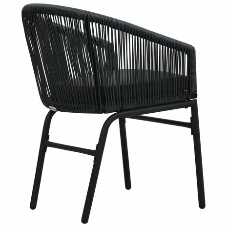 Tuinstoelen 2 st PE-rattan zwart