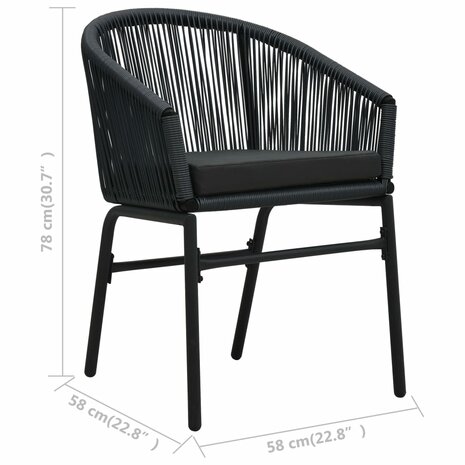 Tuinstoelen 2 st PE-rattan zwart