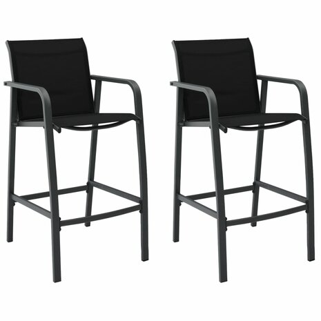 Tuinbarstoelen 2 st textileen zwart