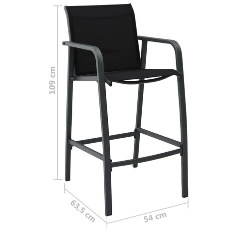 Tuinbarstoelen 4 st textileen zwart