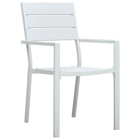 Tuinstoelen 4 st hout-look HDPE wit