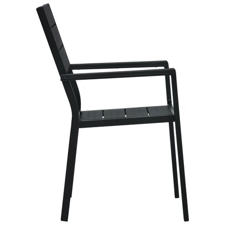 Tuinstoelen 4 st hout-look HDPE zwart