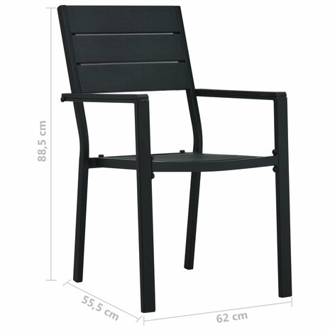 Tuinstoelen 4 st hout-look HDPE zwart