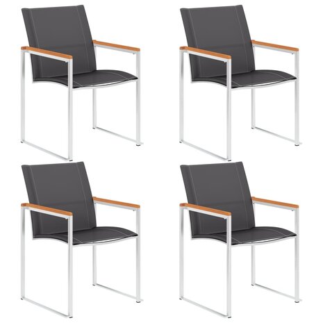 Tuinstoelen 4 st textileen en roestvrij staal grijs