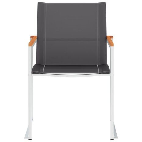 Tuinstoelen 4 st textileen en roestvrij staal grijs