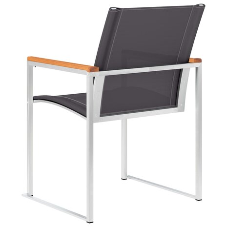 Tuinstoelen 4 st textileen en roestvrij staal grijs