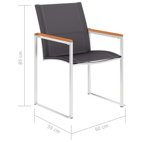 Tuinstoelen 4 st textileen en roestvrij staal grijs
