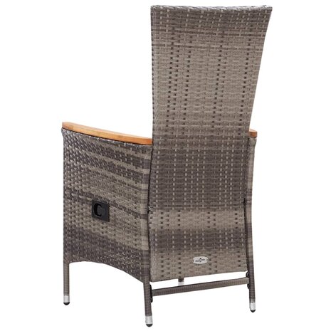 Tuinstoelen 2 st met kussens poly rattan grijs