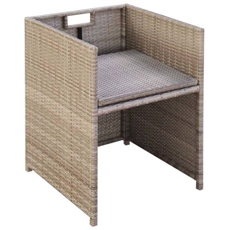 Tuinstoelen 2 st met kussens poly rattan beige