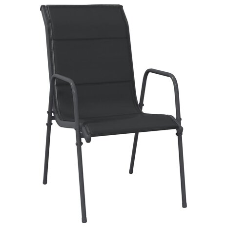 Tuinstoelen 4 st staal en textileen zwart