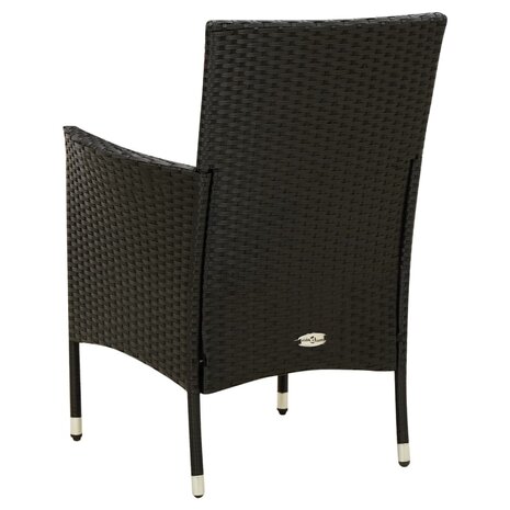 Tuinstoelen 2 st met kussens poly rattan zwart