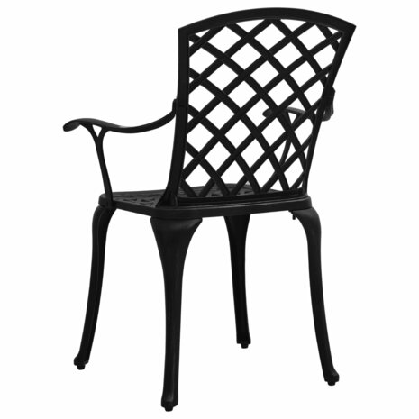 Tuinstoelen 2 st gietaluminium zwart