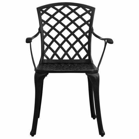 Tuinstoelen 4 st gietaluminium zwart