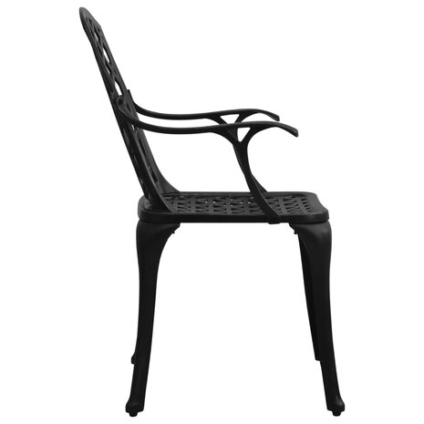Tuinstoelen 4 st gietaluminium zwart