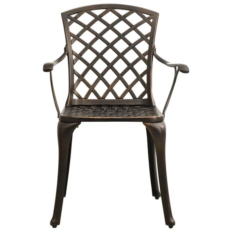 Tuinstoelen 2 st gietaluminium bronskleurig